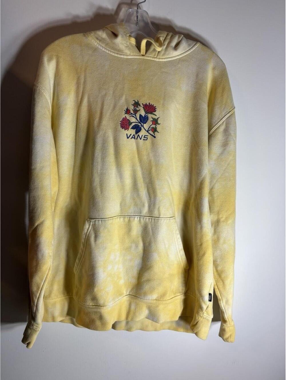 Vans Hoodie Sweatshirt Adult Large Yellow Tie Dye Floral Graphic